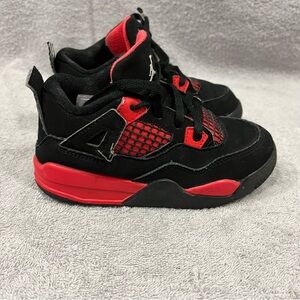 Nike Air Jordan 4 Retro Red Thunder Black Red Toddler BQ7670-016 Size 10C